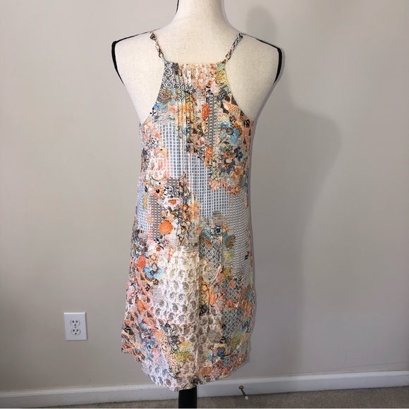 Sanctuary Sleeveless Mixed Print Summer Dress Size S Pleated Tiered Viscose - Picture 4 of 12